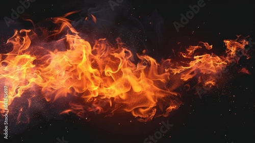 A close-up shot of a fiery blaze on a dark background