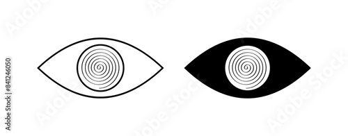 Eye Set Icons. Stupefy Look Icon. Silhouette and Linear Styles. Vectore icons.