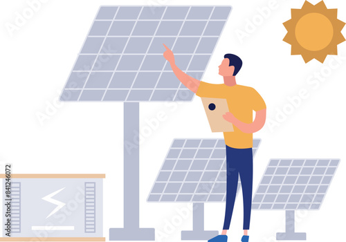 A boy explaining how solar energy works.