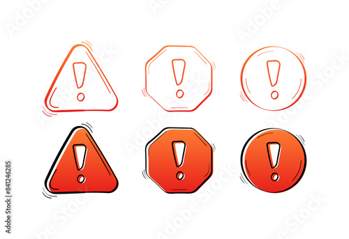 Stop Set Signs Icons. Warning Signs Icons. Flat Style. Vector icons.