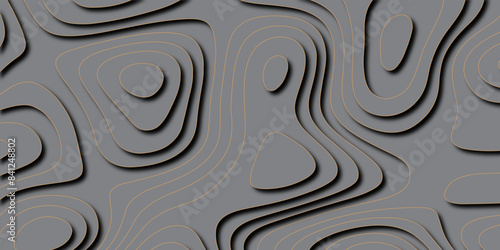Geometric paper cut background, topography map concept. Vector illustration.