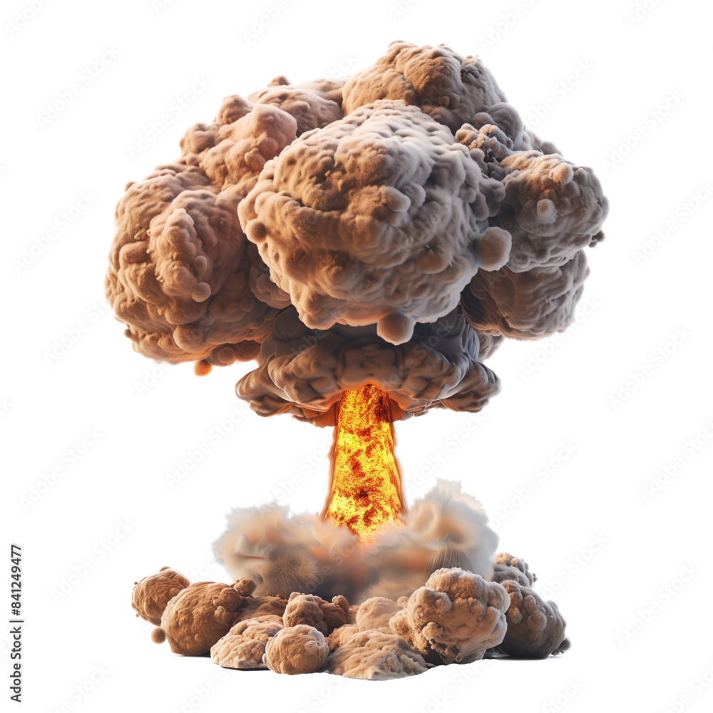 nuclear explosion with mushroom cloud, transparent background nuclear explosion with mushroom cloud, transparent background