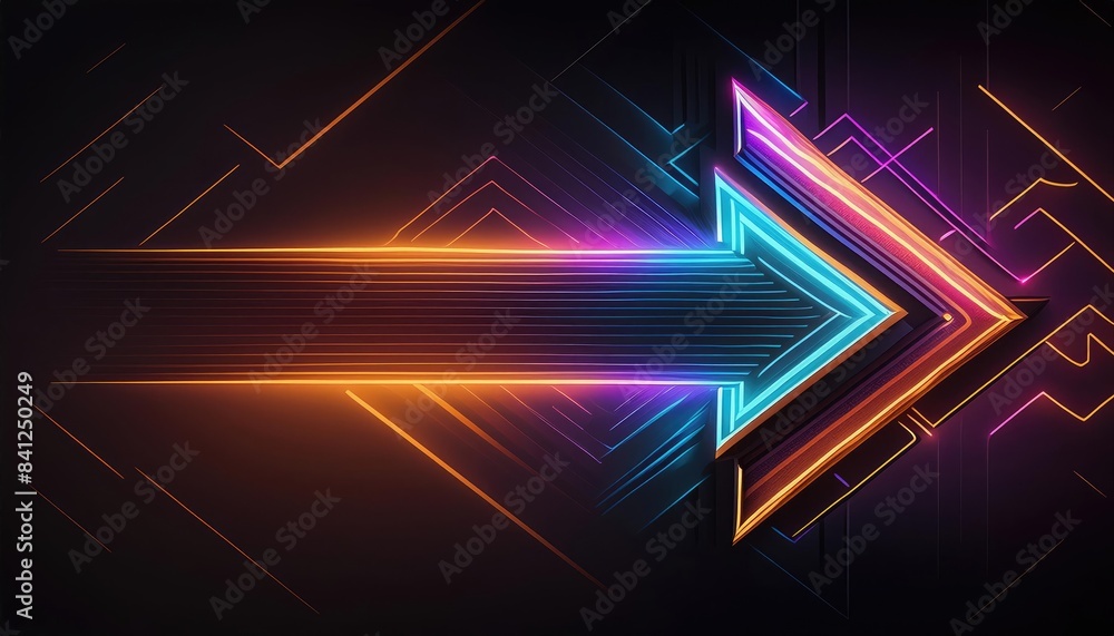 Background with lines, an orange glowing neon arrow background, and a neon light arrow with a black background. Background with lines, an orange glowing neon arrow background, and a neon light arrow with a black background.