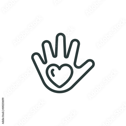 Wallpaper Mural Thin Outline Icon Heart in the Palm, Hand Holding a Heart. Such Line Sign as Gesture Charity, Message Kindness and Compassion, Caring Hands, Donation or Healthcare. Vector Isolated Pictogram. Torontodigital.ca