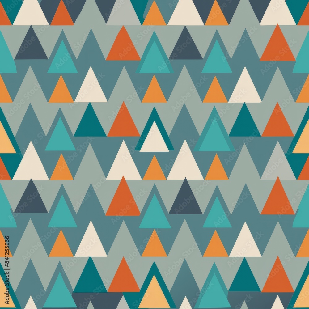 Seamless pattern of basic triangles arranged in a repeating, orderly fashion, using a limited color palette for a modern, minimalist aesthetic, Generative AI Seamless pattern of basic triangles arranged in a repeating, orderly fashion, using a limited color palette for a modern, minimalist aesthetic, Generative AI