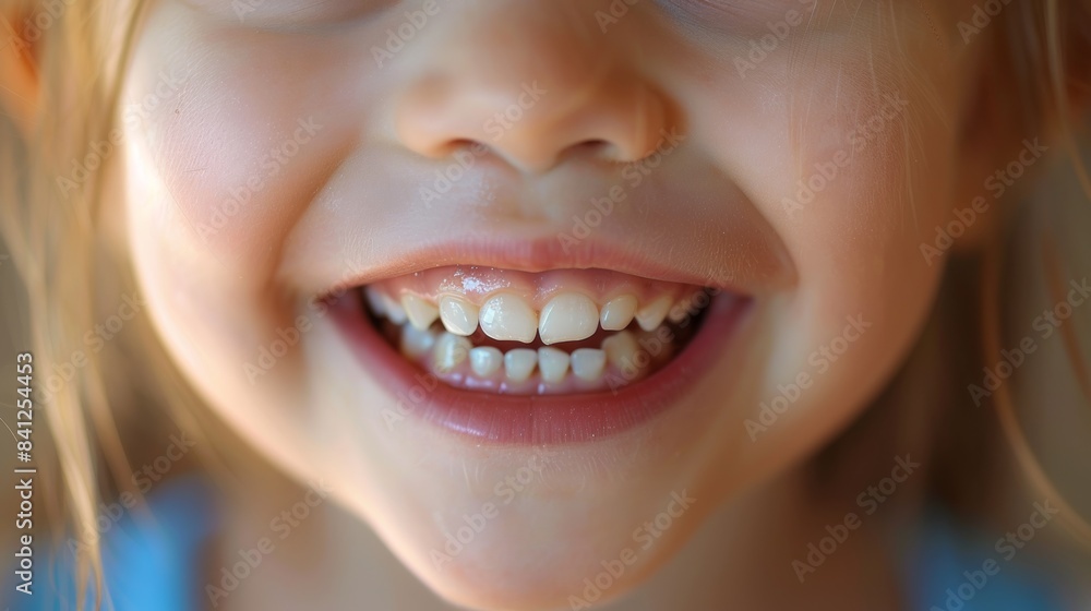 Fototapeta premium a close-up of the child's mouth, teeth