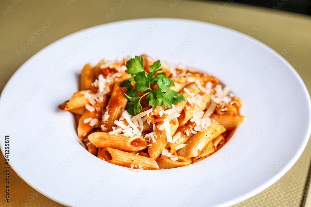 Plate of Pasta With Parmesan Cheese and Parsley Plate of Pasta With Parmesan Cheese and Parsley