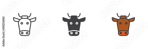 Buffalo head different style icon set