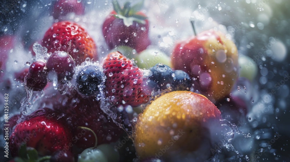 A close up of a bunch of fruit under water A close up of a bunch of fruit under water