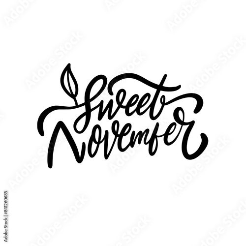 Sweet November Handwritten Typography Illustration with Leaf Detail is creative and inspirational