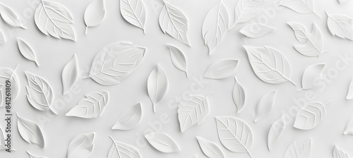 Wallpaper Mural White Embossed Leaf Pattern Seamless Texture Torontodigital.ca