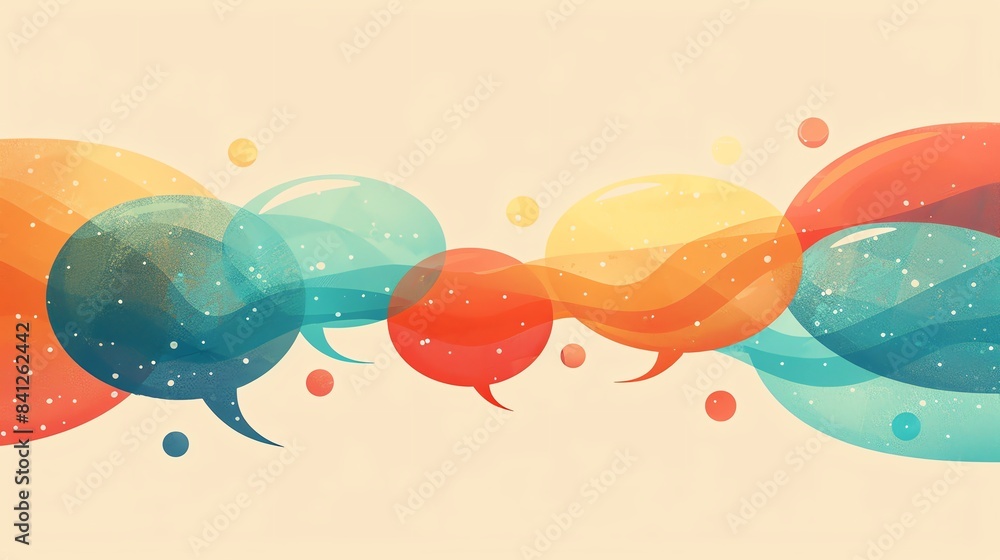 Colorful abstract communication concept with overlapping speech bubbles ...