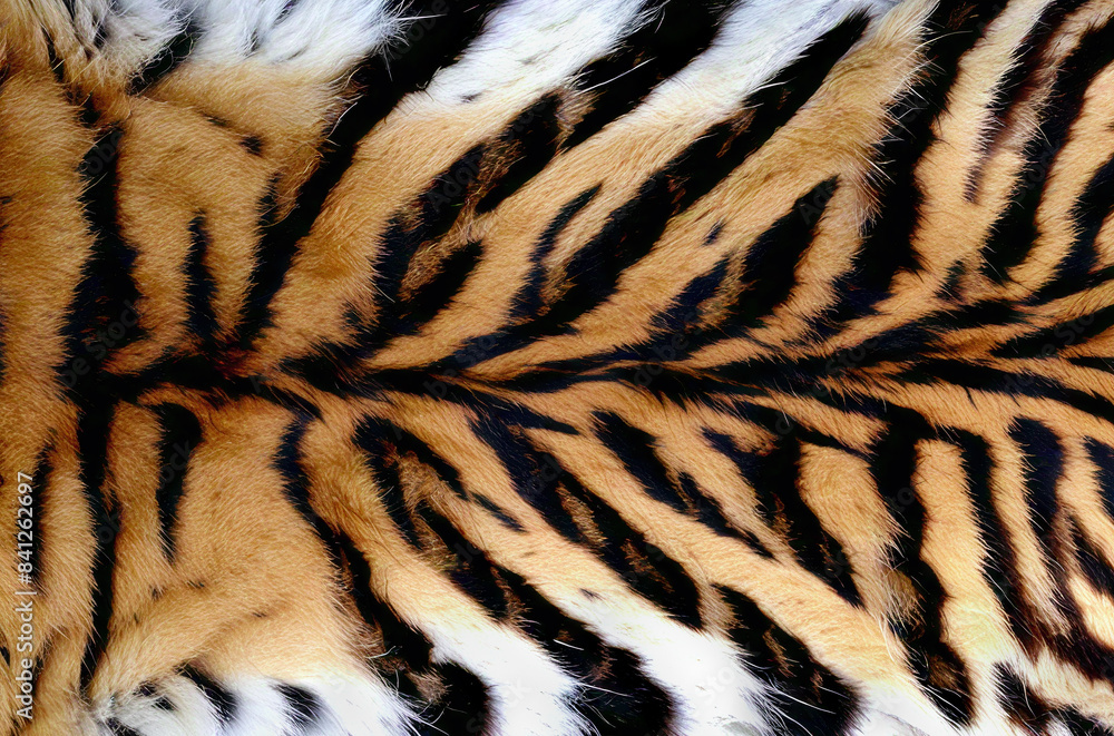a close-up of a tiger's fur, highlighting the vibrant orange and black stripes with patches of white fur. a close-up of a tiger's fur, highlighting the vibrant orange and black stripes with patches of white fur.