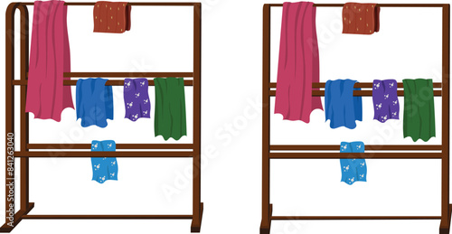 clothing rack, cloth rail. shop display element. vector illustration isolated on white background