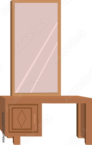 Indian dressing table design isolated vector illustration for 2d cartoon animation. indoor living room furniture element 