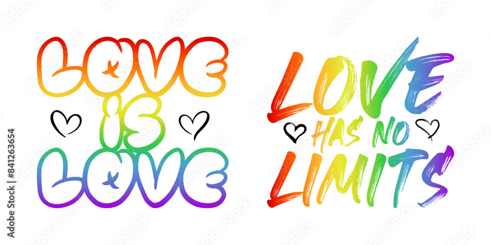 love is love and love has no limits - rainbow colored typography love is love and love has no limits - rainbow colored typography