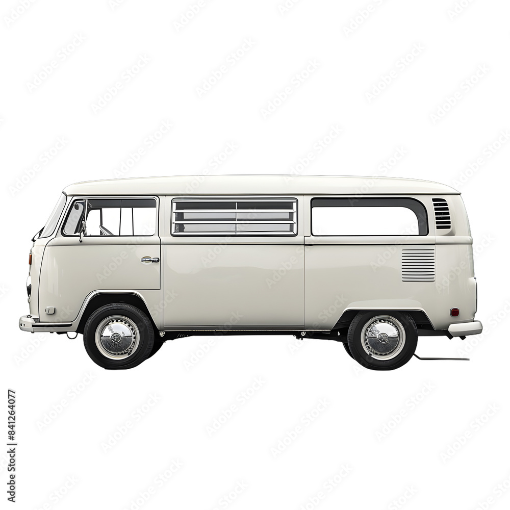 [Transparent Background PNG]Classic White Van on White Background Stock