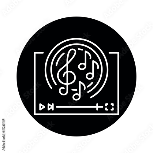 Musical genre line black icon.