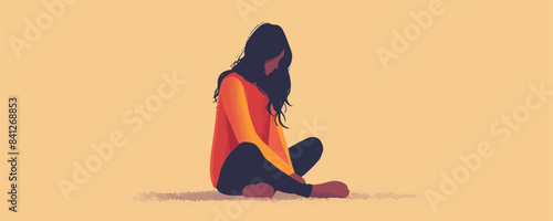 sad woman vector flat minimalistic isolated illustration