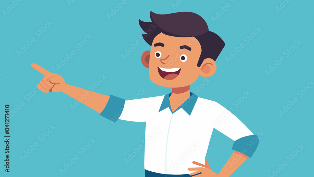 happy man points to something vector illustration happy man points to something vector illustration