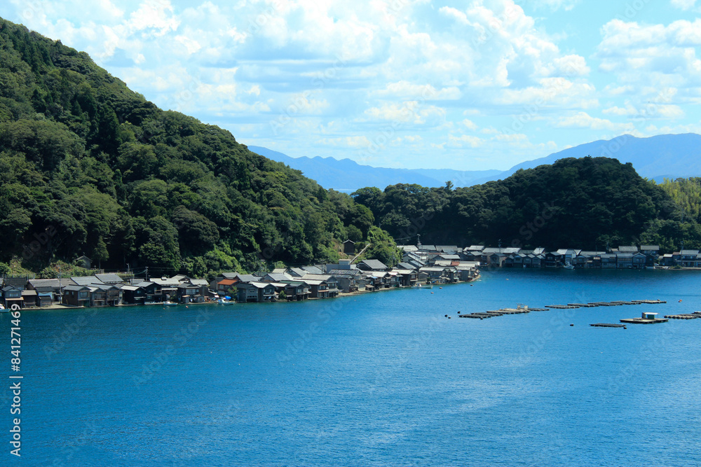 sky, sea and fishing village in summer of Japan sky, sea and fishing village in summer of Japan