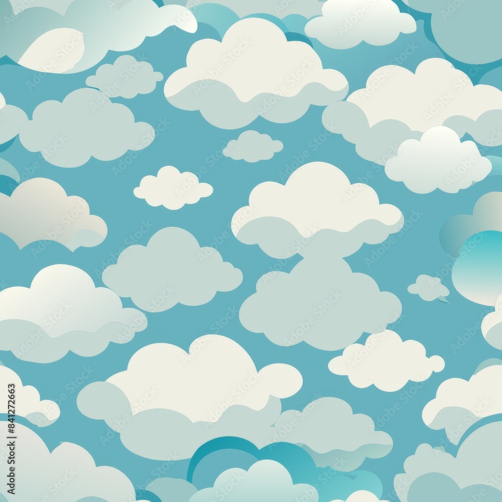 Seamless pattern of cute clouds with subtle shading, Generative AI Seamless pattern of cute clouds with subtle shading, Generative AI