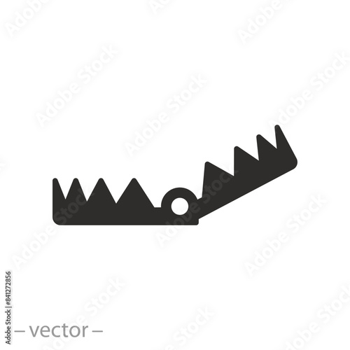 illegal snare icon, animal trap, metal pitfall silhouette, flat symbol on white background - vector illustration