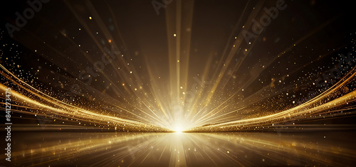 Luxury gold award night background, gold lines decoration and lights