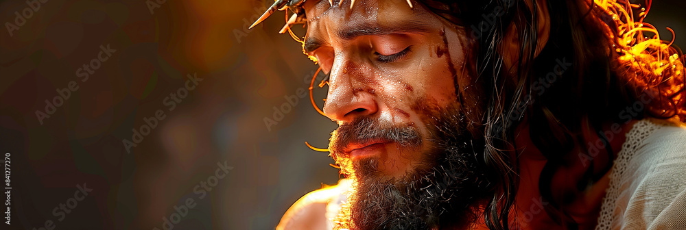 Hyper realistic beautiful photo of Jesus Christ under abstract divine ...