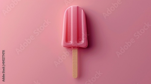 A vibrant pink popsicle on a matching pink background, capturing the essence of summer and refreshing treats. Perfect for food and summer themes. 3D Illustration. © Tackey