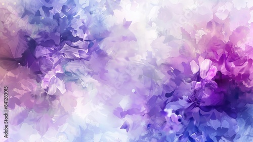 Abstract background with watercolor flower in white violet and purple hues creates a handmade beautiful and colorful wash of vibrant and magical mix photo