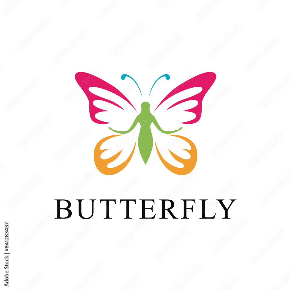 butterfly women logo design concept idea