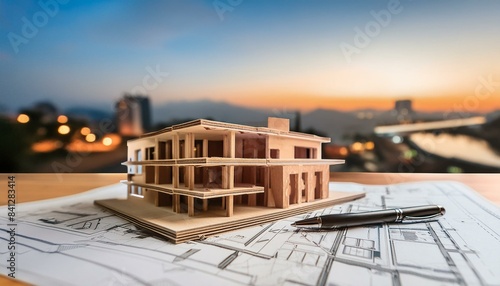Investing in Future Living: Off-Plan Real Estate Project with Miniature Model and Banner Display"