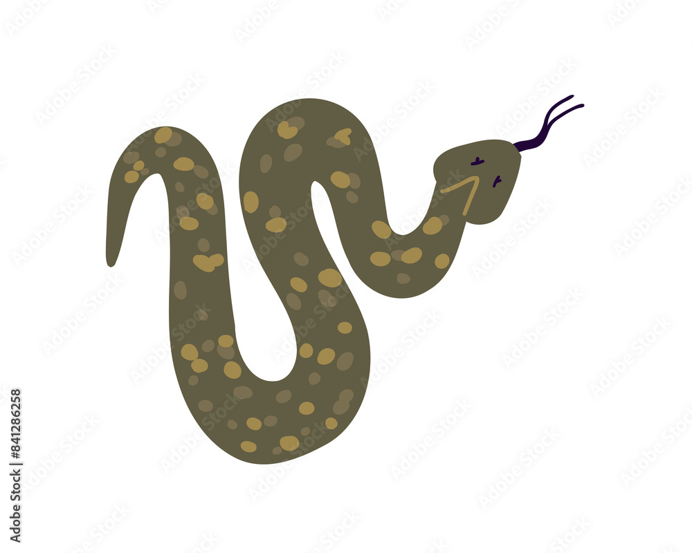 Fototapeta premium Hand drawn snake. Vector illustration in flat style.