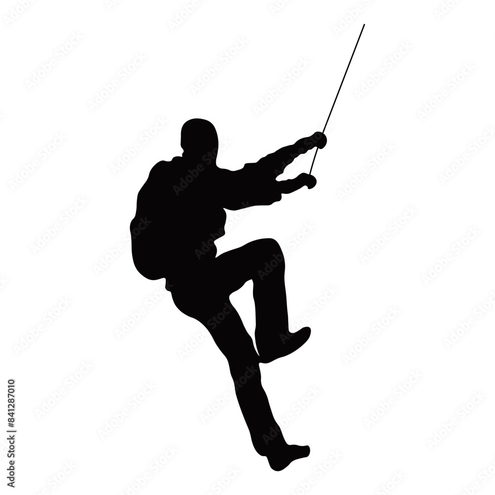 Silhouette of Man Climbing Rock. Isolated on White Background. Vector Illustration in Flat Style. Silhouette of Man Climbing Rock. Isolated on White Background. Vector Illustration in Flat Style.