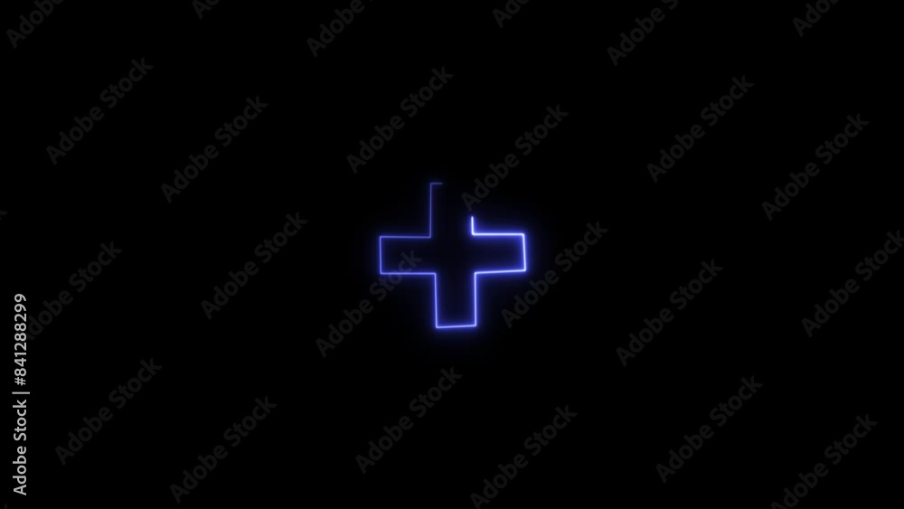 Abstract neon medical cross icon animation, neon plus sign icon, medical check up plus icon, neon fast kid, neon aid kid. Abstract neon medical cross icon animation, neon plus sign icon, medical check up plus icon, neon fast kid, neon aid kid.