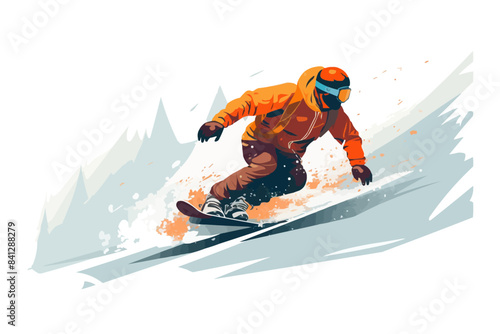man snowboarding vector flat minimalistic isolated illustration