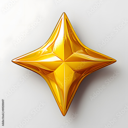 3D cartoon yellow star icon isolated on white background