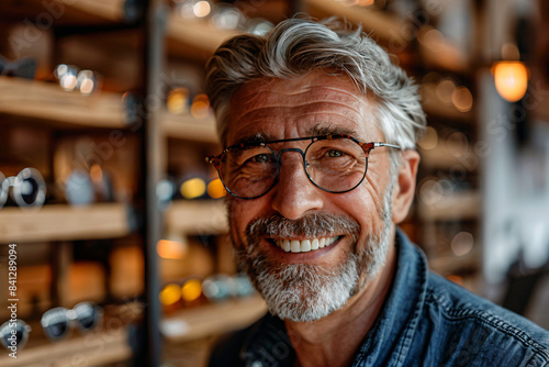 a man with glasses and a beard smiling