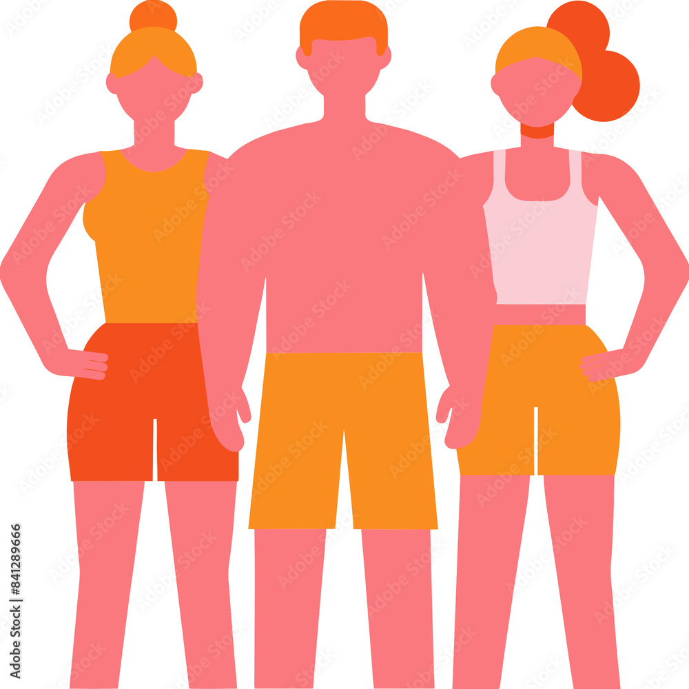 A colorful illustration of a diverse group of athletes, both men and women, standing together confidently. They are dressed in athletic wear, ready for action. A colorful illustration of a diverse group of athletes, both men and women, standing together confidently. They are dressed in athletic wear, ready for action.