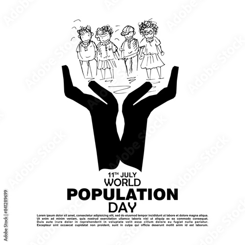 world population day, 11 July, poster and banner vector