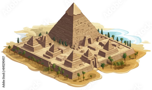 Pyramids of Giza isometric vector flat isolated illustration -