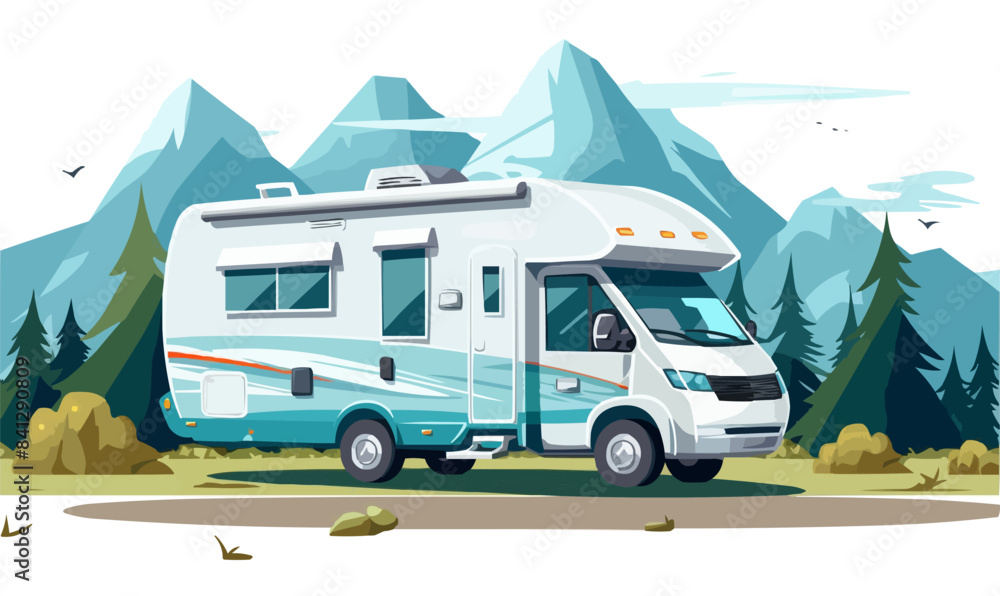 recreational vehicle camping vector flat isolated illustration recreational vehicle camping vector flat isolated illustration