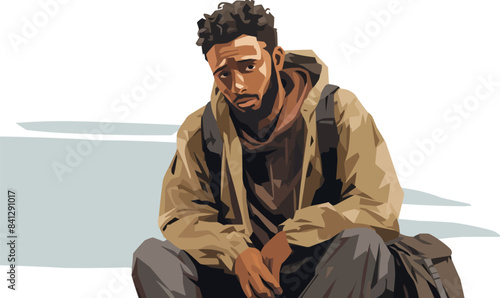 refugee man isolated vector style