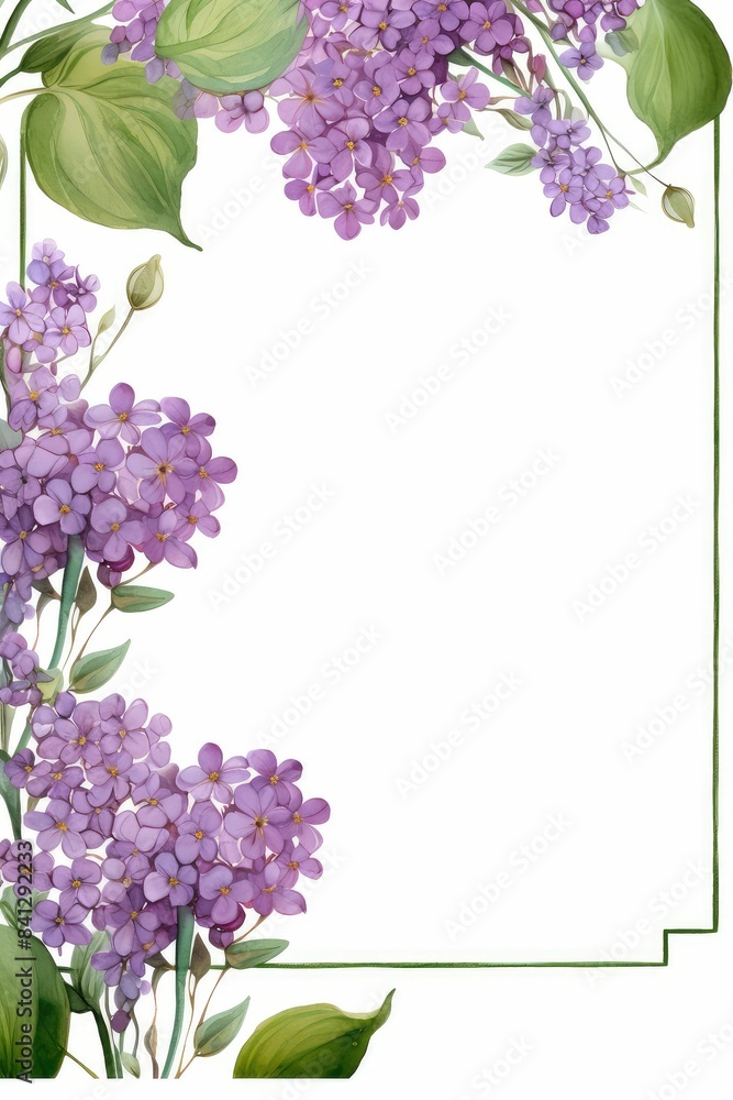 heliotrope themed frame or border for photos and text. fwith clusters of purple flowers. watercolor illustration, white color background. heliotrope themed frame or border for photos and text. fwith clusters of purple flowers. watercolor illustration, white color background.