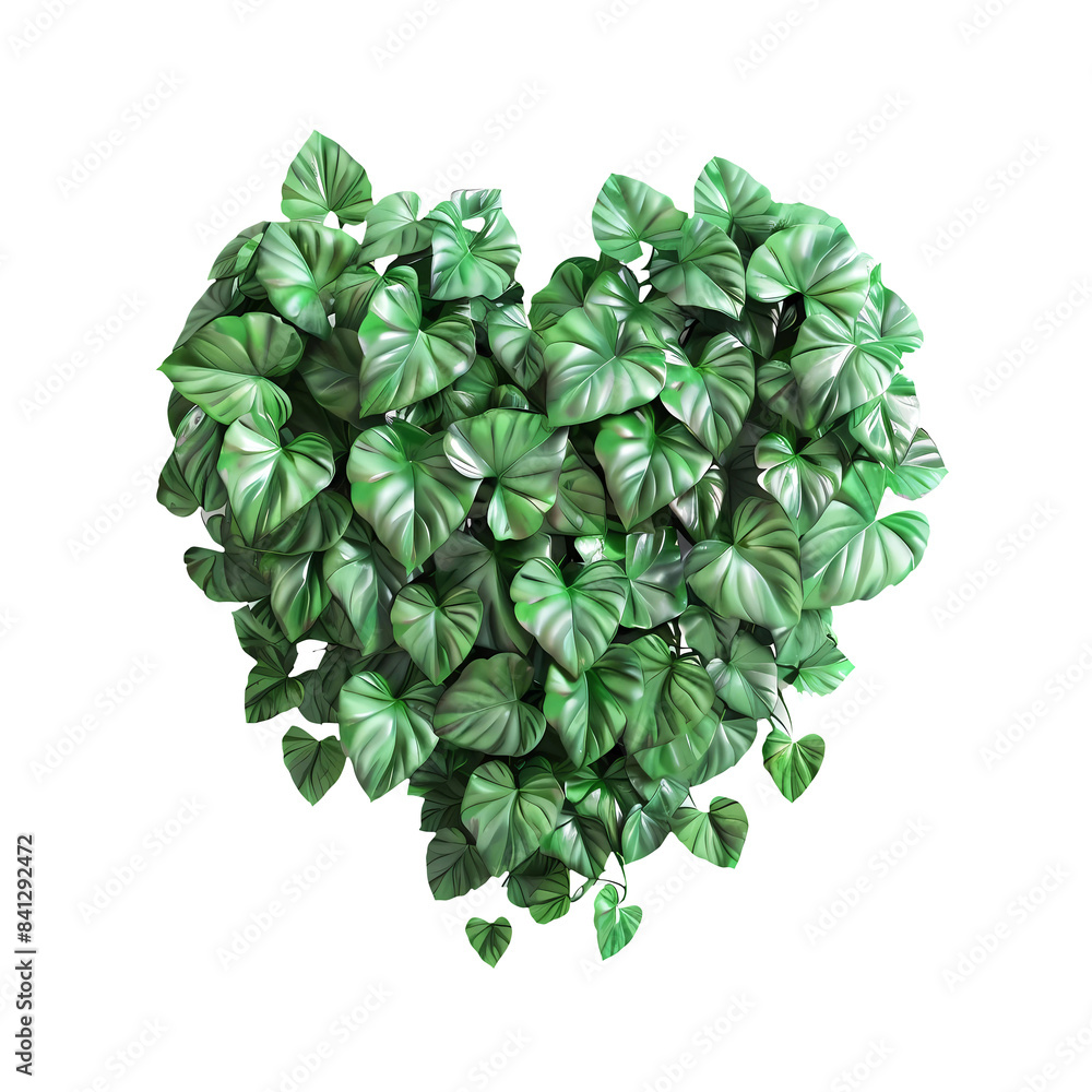 Heart shaped plant with leaves on transparent background. Generative ai ...
