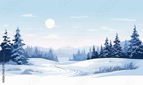 snowy landscape vector flat minimalistic isolated illustration