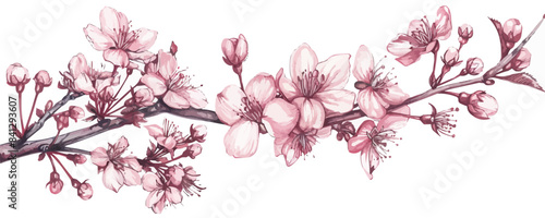 Cherry blossom sketch hand drawn in doodle style illustration