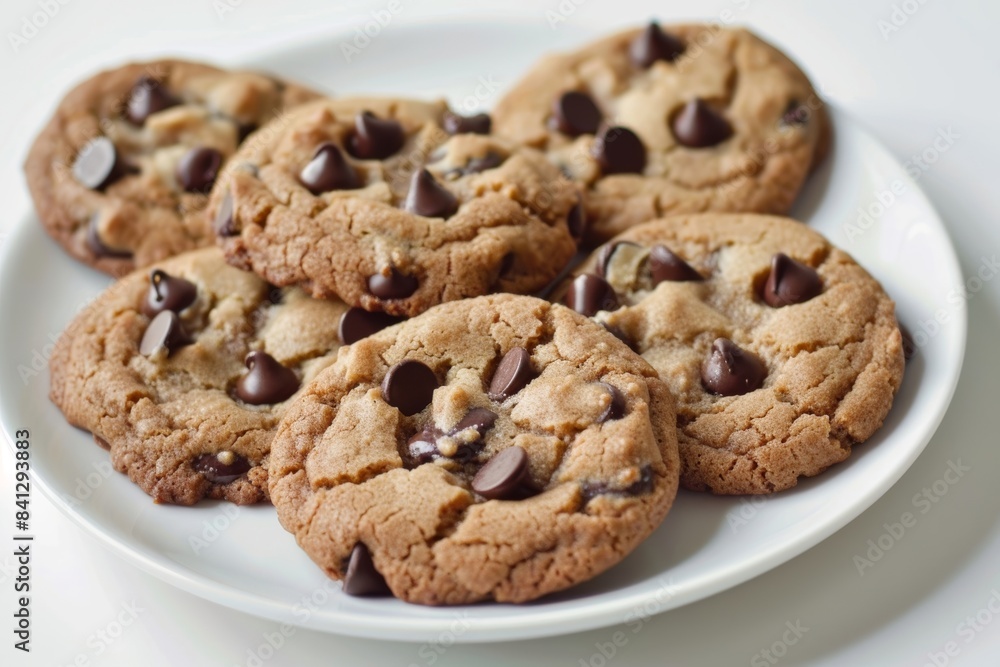 Exquisite Semisweet Chocolate Chip Cookies on Pristine Plate Exquisite Semisweet Chocolate Chip Cookies on Pristine Plate