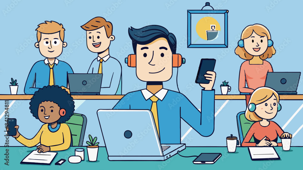 Cheerful Diverse Team Working in Modern Office Environment Cheerful Diverse Team Working in Modern Office Environment